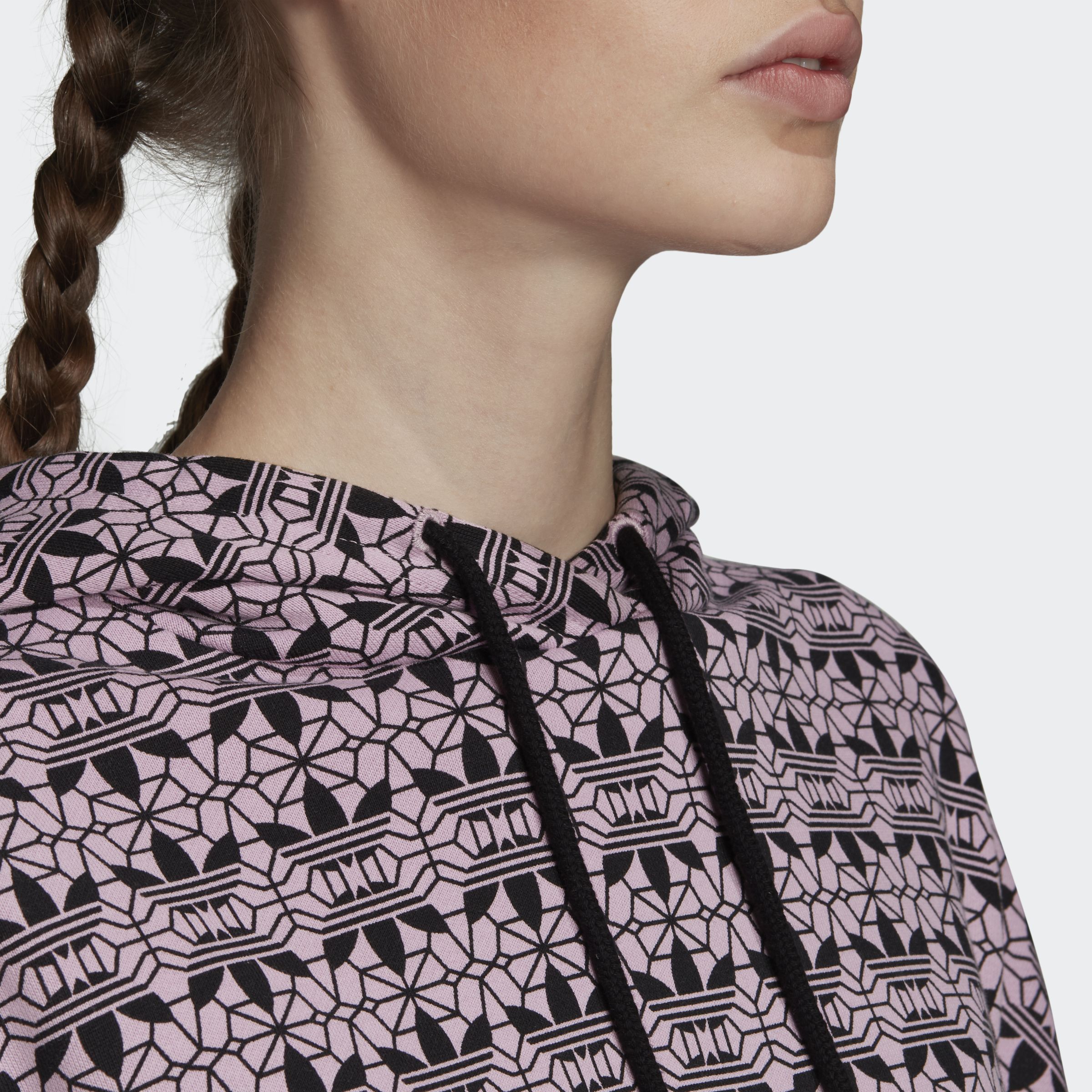 Adidas Originals Wmns Trefoil Allover Print Hoodie d emperis FL4134 Juoda Violetin SIL