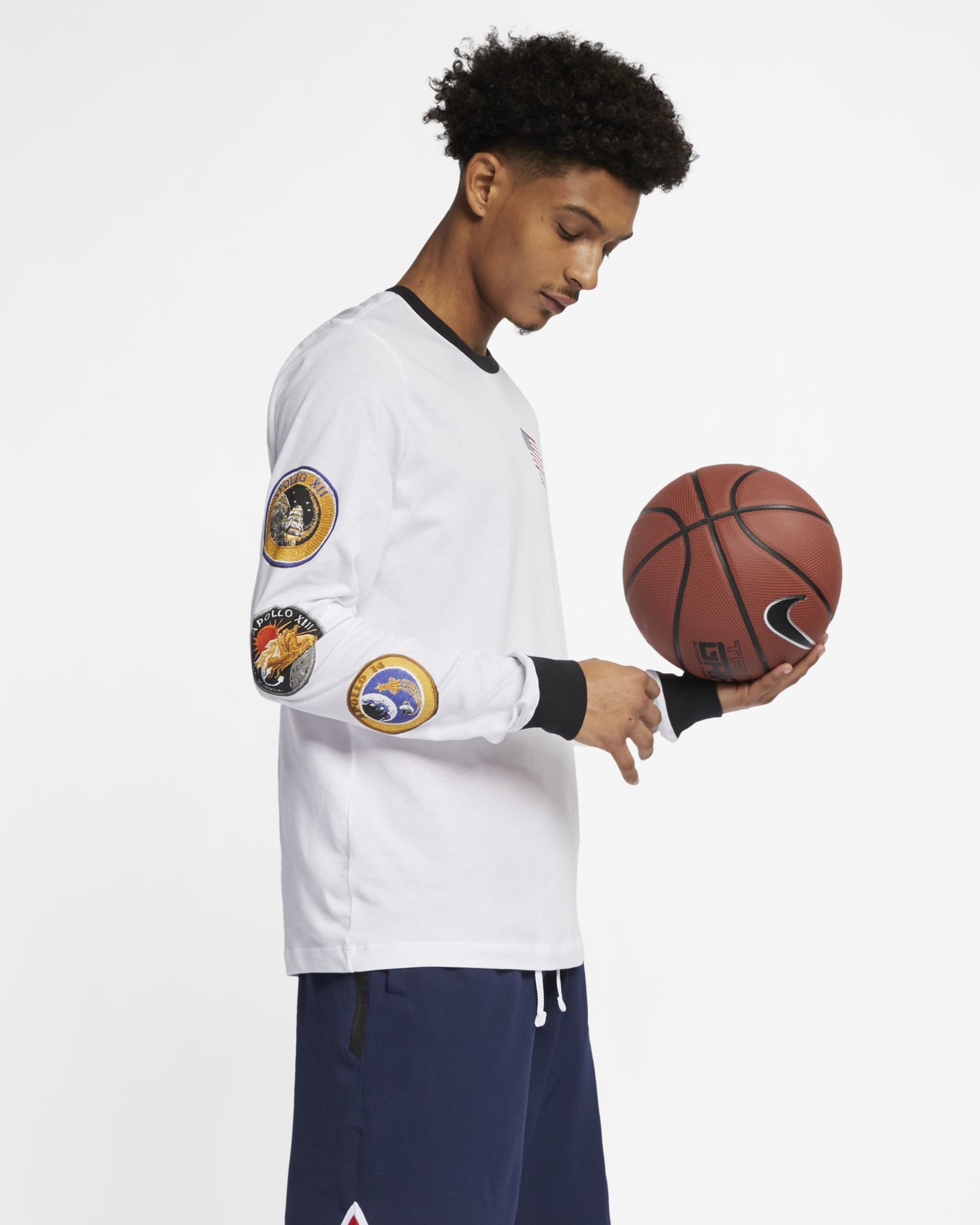 Nike PG NASA Long Sleeve Basketball T Shirt BQ7534 100 SIL