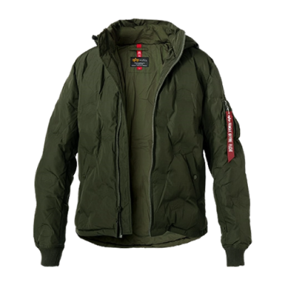 Striukės Alpha Industries Alpha Industries Hooded Logo Puffer striukė 108107-142 Žalias