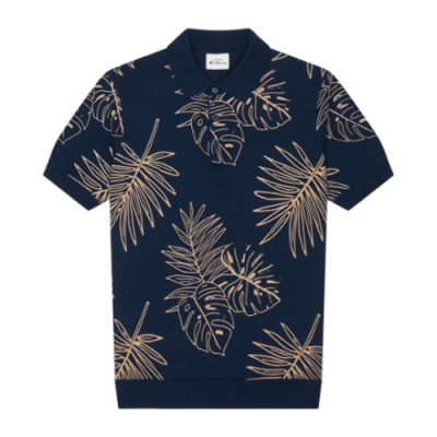 Marškinėliai Ben Sherman Ben Sherman Floral Knitted SS Polo marškinėliai 0063337-035 Mėlyna