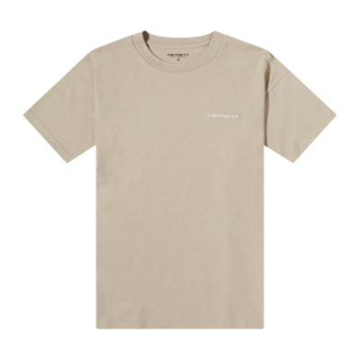 Marškinėliai Carhartt Carhartt WIP Script Embroidery SS laisvalaikio marškinėliai I025778-0QSXX Rusvai Gelsvas