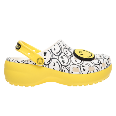 Basutės / Šlepetės Crocs Crocs Wmns x Smiley World Charm Classic Platform Clog 207980-94S Balta Geltona