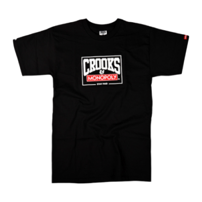 Marškinėliai Crooks & Castles Crooks & Castles x Monopoly Stay Paid Knit Crew SS laisvalaikio marškinėliai SMUMN1390702-BLK Juoda