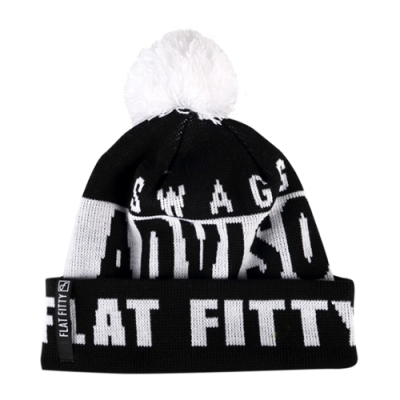 Kepurės Flat Fitty Flat Fitty Swagger Fam Cuff Pom žieminė kepurė FFB67230 Juoda