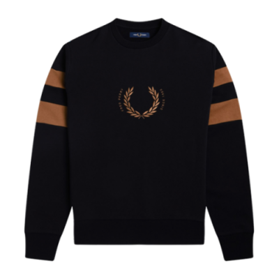 Džemperiai Fred Perry Fred Perry Bold Tipped Crewneck džemperis M4718-102 Juoda