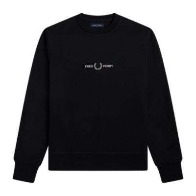 Džemperiai Fred Perry Fred Perry Embroidered Crewneck džemperis M4727-102 Juoda