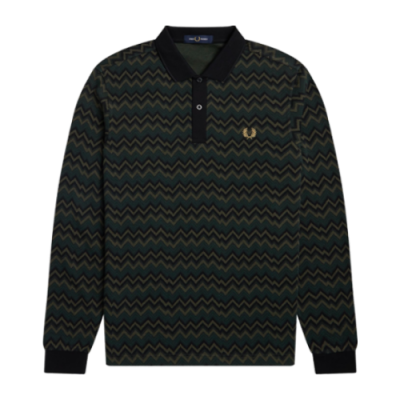 Marškinėliai Fred Perry Fred Perry Jacquard LS Polo marškinėliai M4722-Q20 Žalias