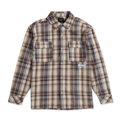 Marškiniai Vyrams HUF Banks Flannel laisvalaikio marškiniai BU00174-CRM Rusvai Gelsvas Daugiaspalvis
