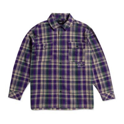 Marškiniai Vyrams HUF Banks Flannel laisvalaikio marškiniai BU00174-PRPL Violetinė Daugiaspalvis