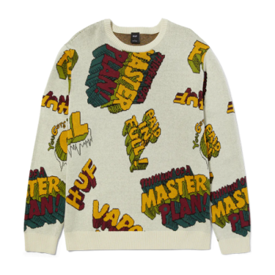 Megztiniai Vyrams HUF Paid In Full Crewneck megztinis KN00427-CRM Rusvai Gelsvas