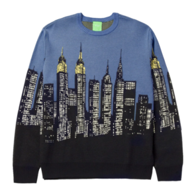Megztiniai Vyrams HUF Skyline Crewneck megztinis KN00387-BLUE Žydra