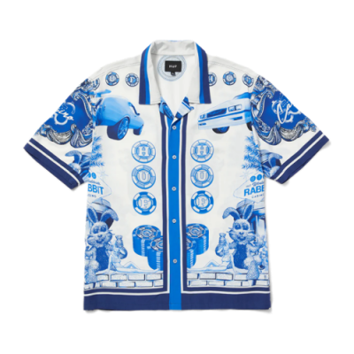Marškiniai Huf HUF x Freddie Gibbs Full House Resort marškiniai BU00195-WHT Mėlyna