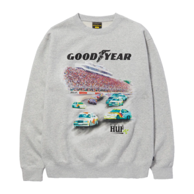 Džemperiai Huf HUF x Goodyear Team Crewneck džemperis PF00632-GREY Pilka