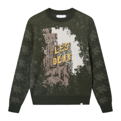 Megztiniai Vyrams Les Deux Intarsia Wool Knit megztinis LDM310068-528522 Žalias