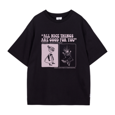 Marškinėliai Makia Makia x Moomin Wmns Nice laisvalaikio marškinėliai W21046-999 Juoda