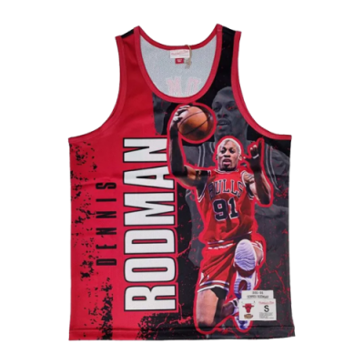Marškinėliai Mitchell & Ness Mitchell & Ness NBA Chicago Bulls Dennis Rodman Player Burst Mesh Tank krepšinio marškinėliai 5010-CBUYYDRDS-RED Juoda