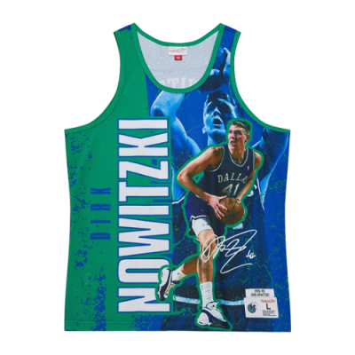 Marškinėliai Mitchell & Ness Mitchell & Ness NBA Dallas Mavericks Dirk Nowitzki Player Burst Mesh Tank krepšinio marškinėliai 5010-DMAYYDNO-NAVY Mėlyna