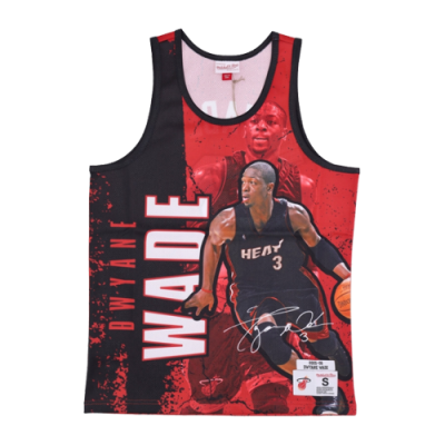 Marškinėliai Mitchell & Ness Mitchell & Ness NBA Miami Heat Dwyane Wade Player Burst Mesh Tank krepšinio marškinėliai 5010-MHEYYDWA-BLCK Raudona