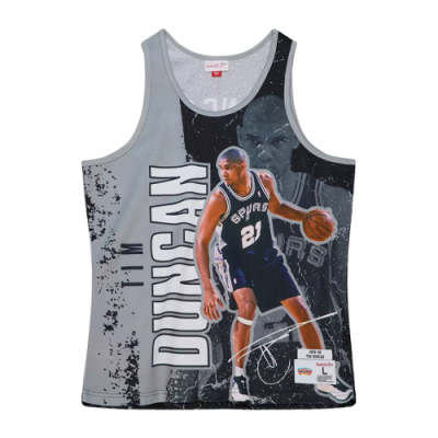 Marškinėliai Mitchell & Ness Mitchell & Ness NBA San Antonio Spurs Tim Duncan Player Burst Mesh Tank krepšinio marškinėliai 5010-SASYYTDU-BLCK Juoda