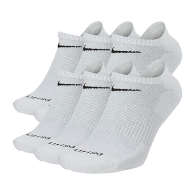 Kojinės Moterims Nike Everyday Plus Cushioned Training No-Show kojinės (6 poros) SX6898-100 Balta