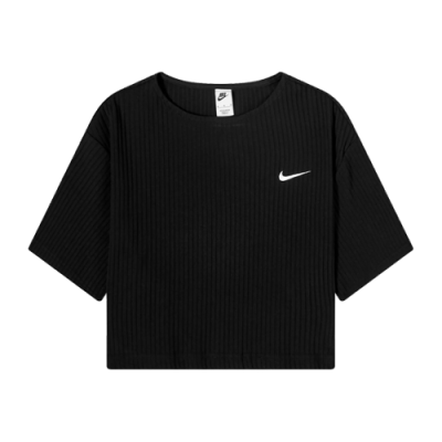 Marškinėliai Moterims Nike Wmns Sportswear Ribbed Jersey laisvalaikio marškinėliai DV7870-010 Juoda