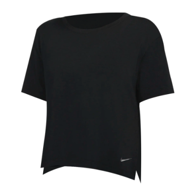 Marškinėliai Moterims Nike Wmns Dri-FIT jogos marškinėliai DM7025-010 Juoda