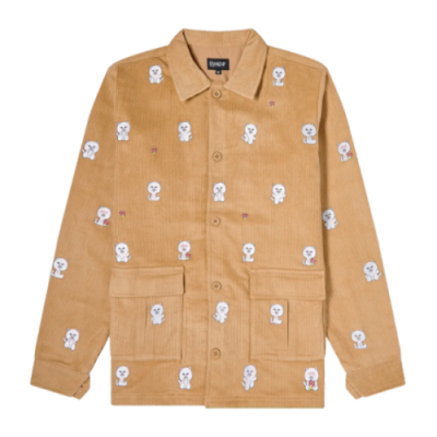 Švarkai Vyrams RIPNDIP All Over Embroidery Corduroy švarkelis RND7008 Rusvai Gelsvas