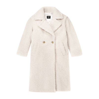 Paltai Moterims UGG Wmns Gertrude Long Teddy paltas 1120631-WIW Balta