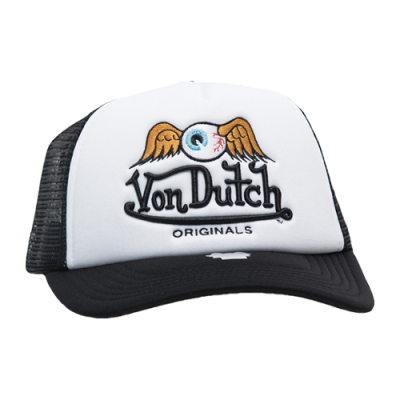 Kepurės Moterims Von Dutch Originals Unisex Trucker Baker kepurė 7030016-BLK Balta Juoda